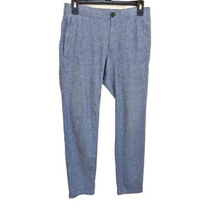 BONOBOS Heather Blue Linen Blend High Rise Tapered Leg Pants XS
